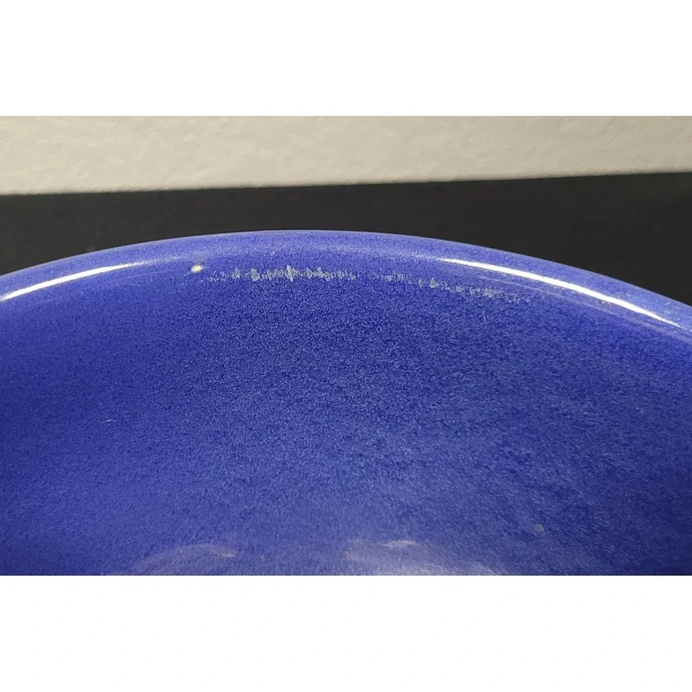 Vintage Cobalt Blue Stoneware Ceramic 8 inch Mixing Bowl 1940s - Read As Is